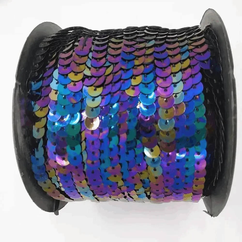 1 Roll of Black AB , Oil Spill Sequin Trim 100 Yards 6mm - Brand New